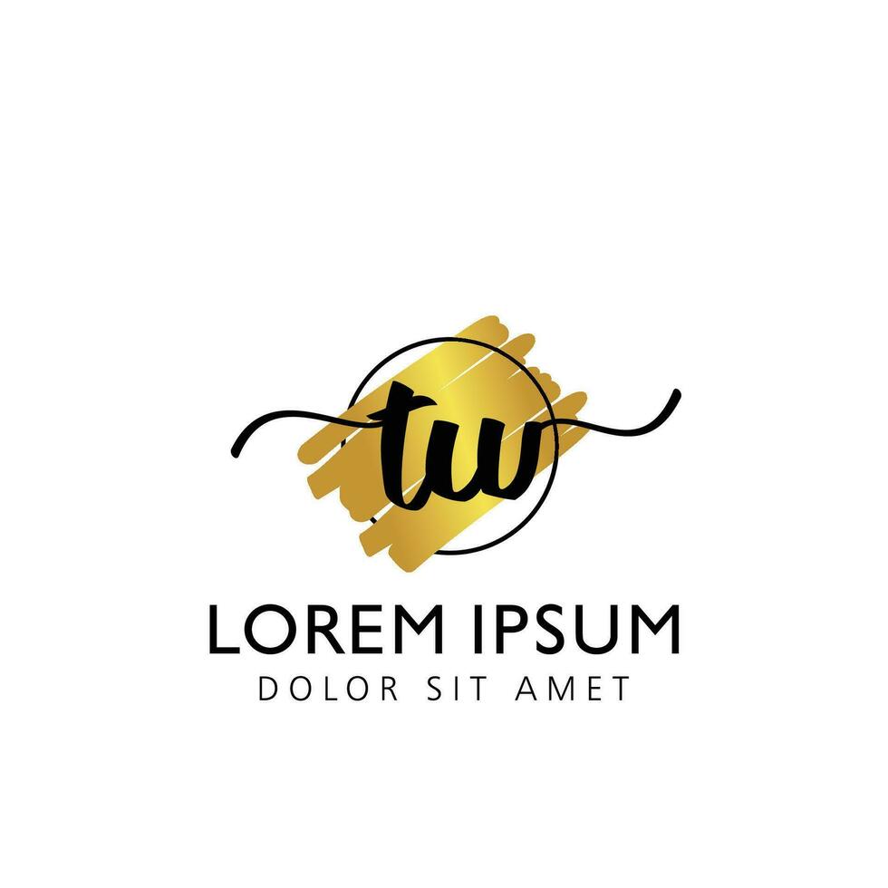 TW Initial Handwriting gold Brush Template Design vector
