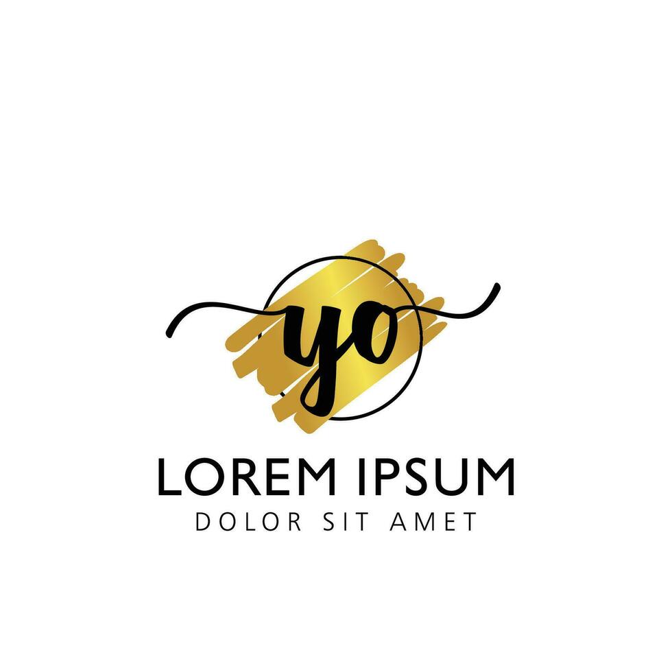 YO Initial Handwriting gold Brush Template Design vector