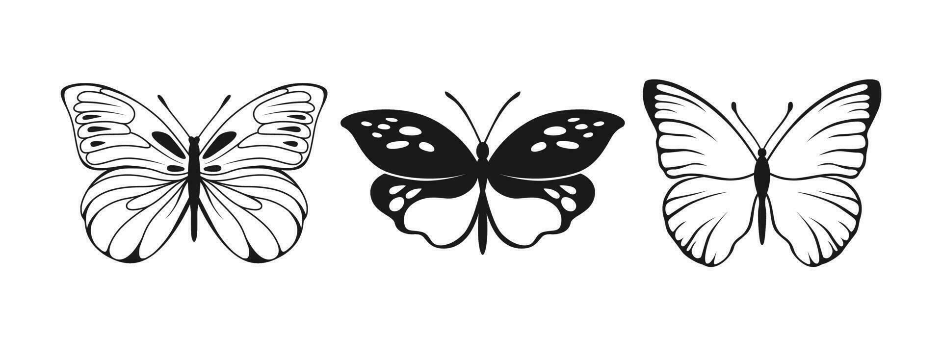 mariposa vector siluetas decorativo insecto recopilación. con alas animales ilustración