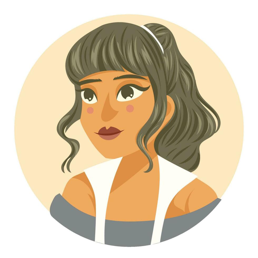 largo cola verde pelo y gris atuendo con belleza cara modelo personaje joven cabeza perfil negocio humano imagen Moda elegante avatar vector