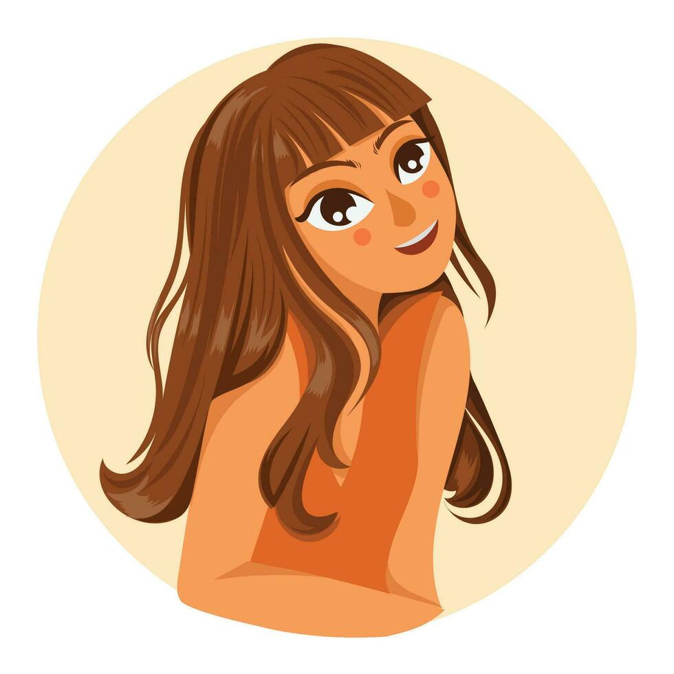 Vector a little girl human for profile picture. Avatar looks fun and glamour character human woman beauty