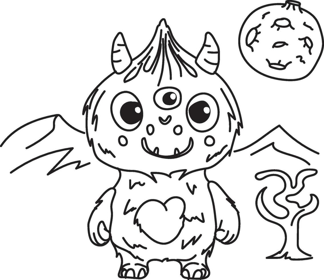 Cute happy monsters  for coloring vector