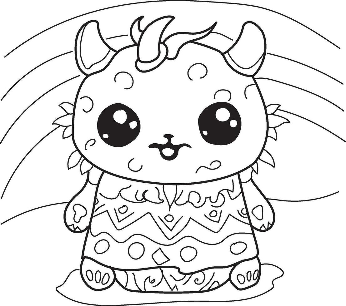 Cute happy monsters  for coloring vector
