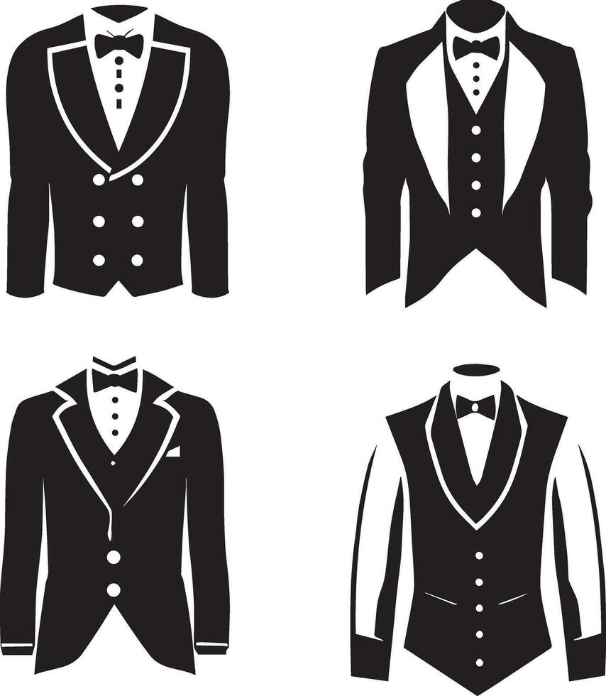 service dinner jacket set of group vector silhouette 2