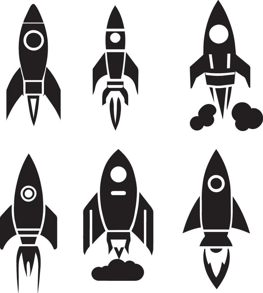 Rocket Icon vector illustration black color