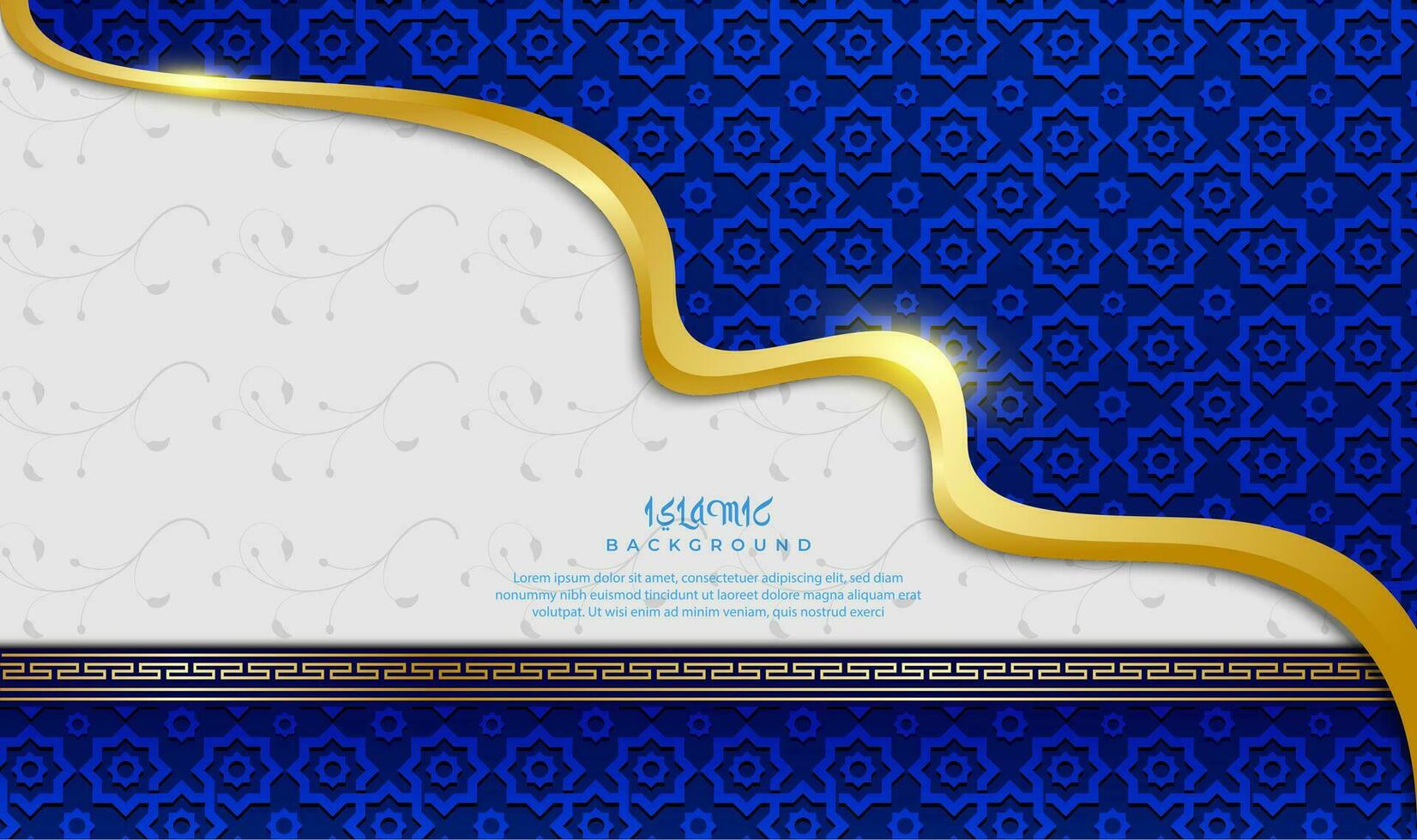 Blue and gold islamic background with light vector