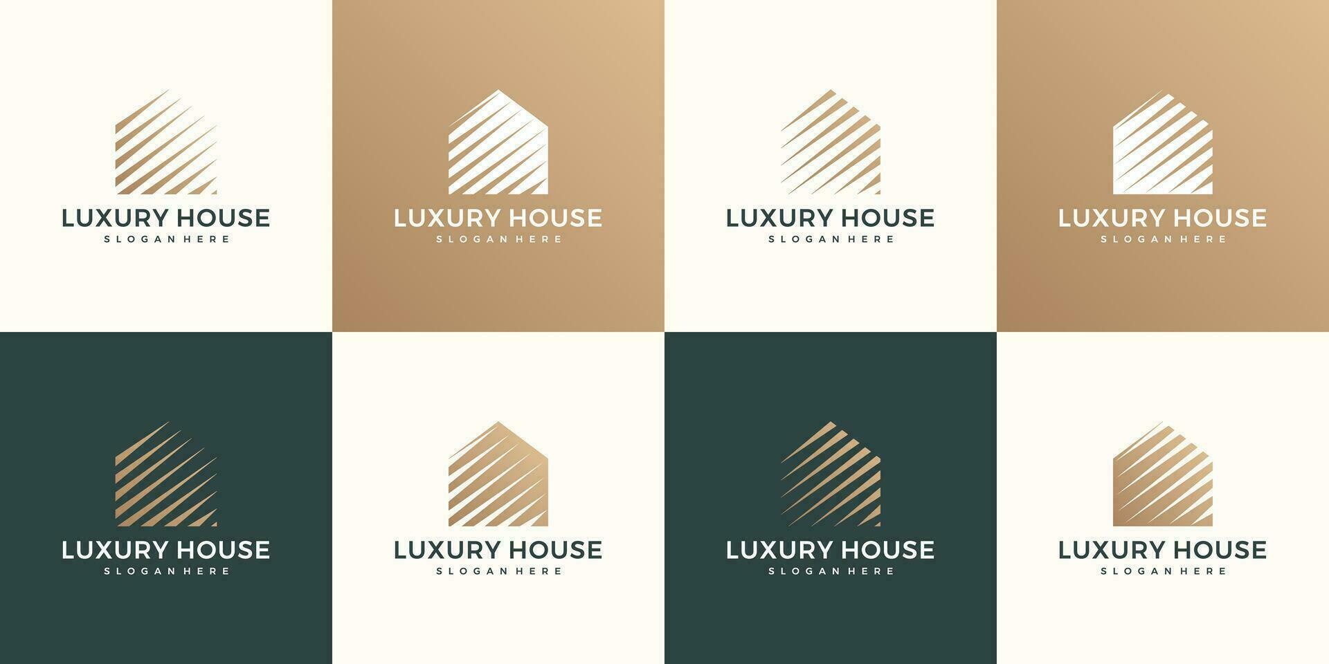 colección de casa logo real inmuebles diseño modelo. resumen casa edificio con línea Arte estilo diseño gráfico vector ilustración. símbolo, icono, creativo.
