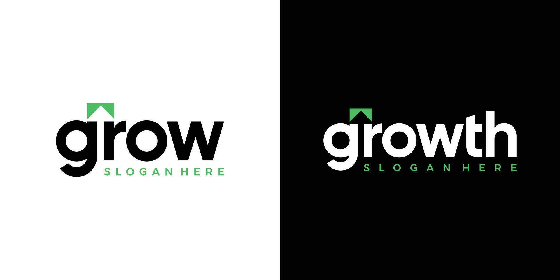Modern growth logo design wordmark. Negative space arrow abstract shapes logo design graphic vector illustration. Symbol, icon, creative.