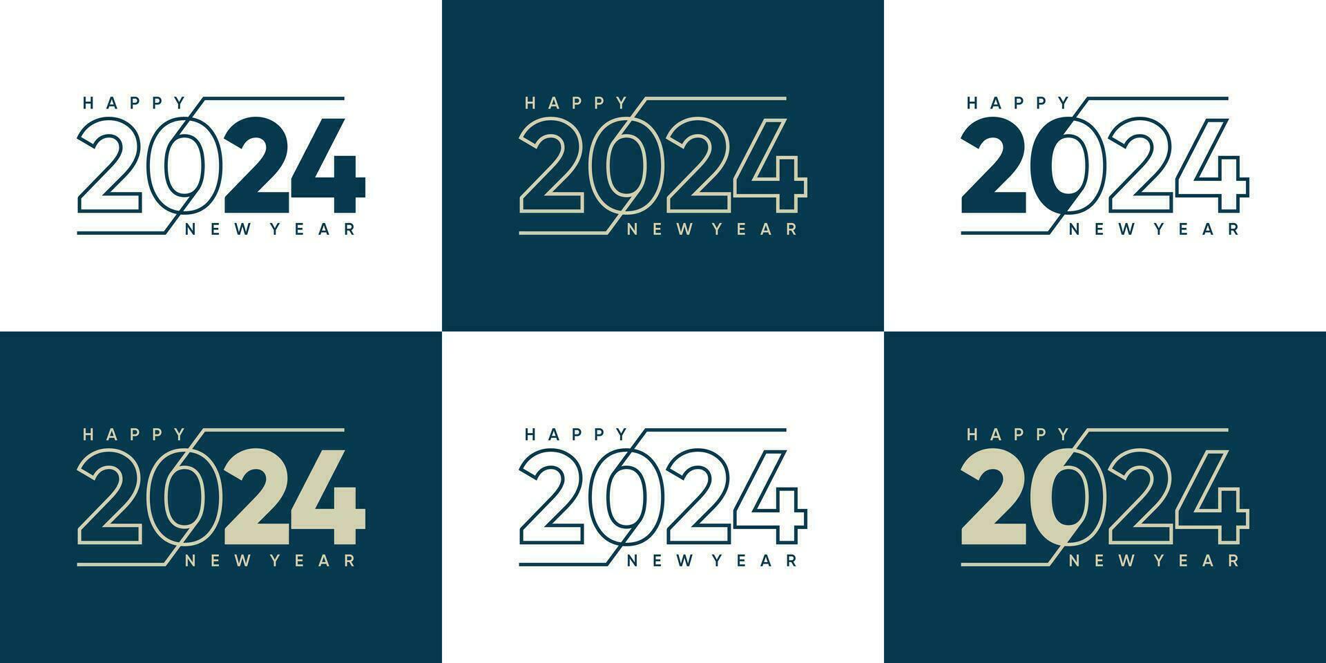 Collection of 2024 new year logo text symbol for calendar, flyer and banner design template vector