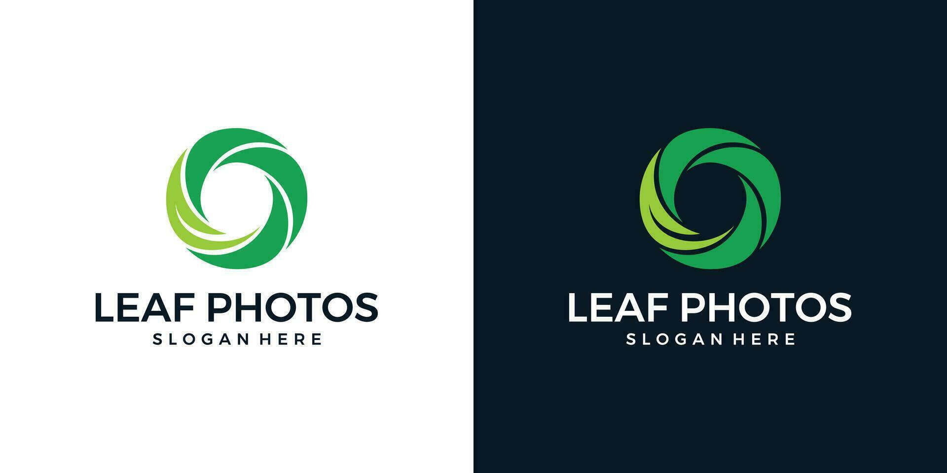 Photography logo design template. Lens logo with nature leaf design graphic vector illustration. Symbol, icon, creative.