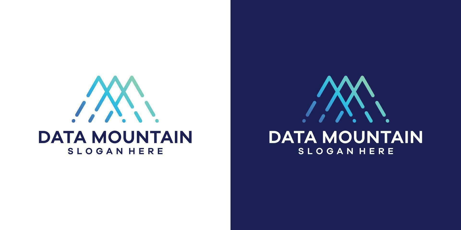 Data peak logo design template. Creative mountain with technology data design graphic vector illustration. Symbol, icon, creative.