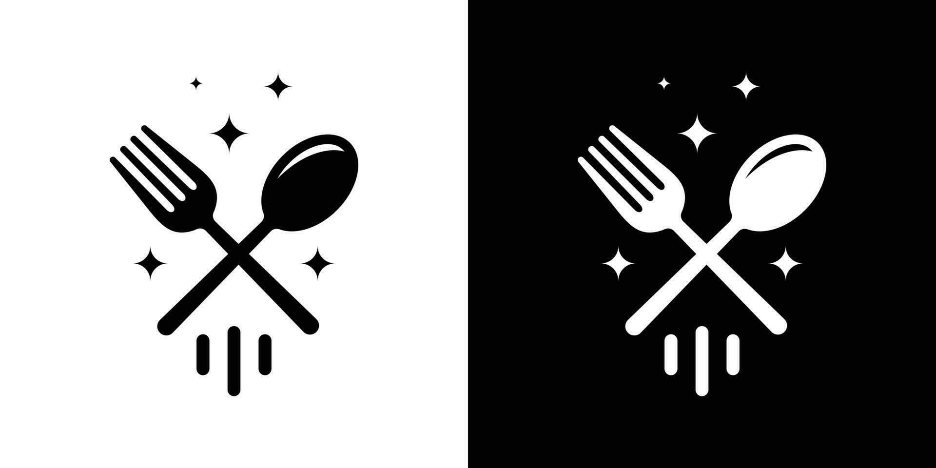 Fast food logo design template. Abstract rocket and star with fork spoon design graphic vector illustration. Symbol, icon, creative.