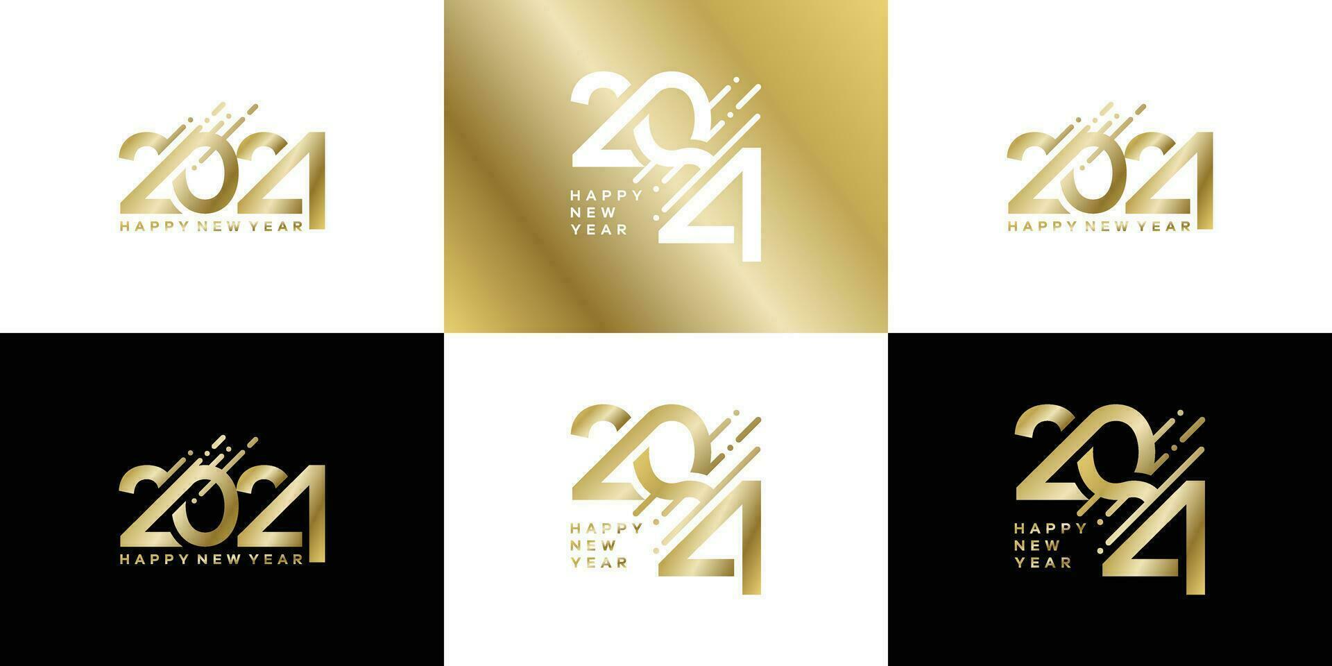 Collection of 2024 new year logo text symbol for calendar, flyer and banner design template vector