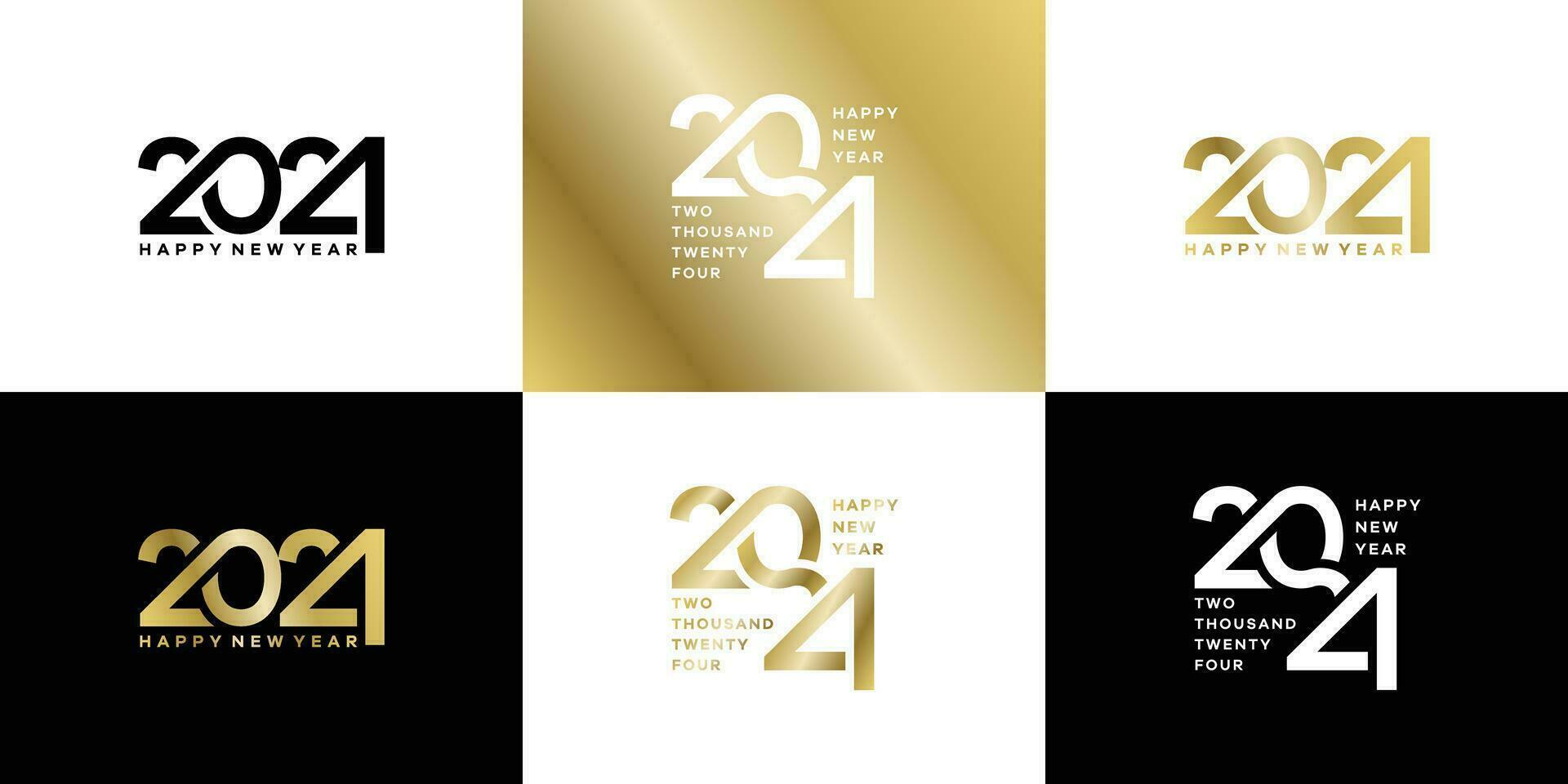 Collection of 2024 new year logo text symbol for calendar, flyer and banner design template vector