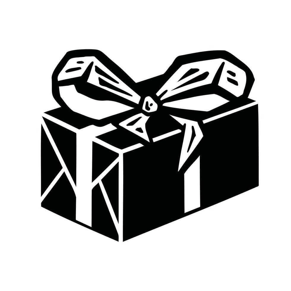 silueta, fiesta regalo logo con arco, vector ilustración