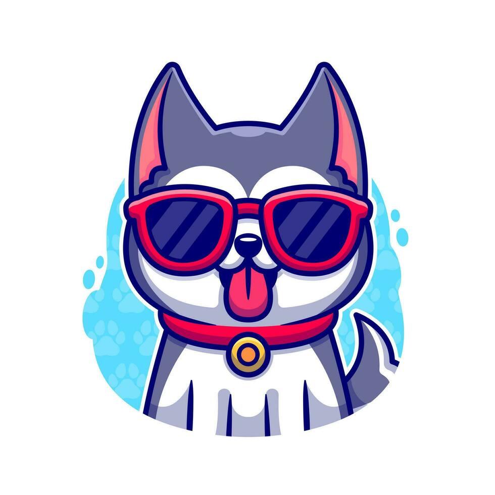 Cool Husky Dog Wearing Glasses Cartoon Vector Icon  Illustration. Animal Nature Icon Concept Isolated Premium  Vector. Flat Cartoon Style