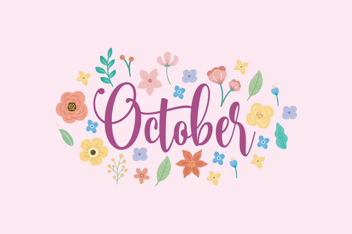 name of the month with flower ornaments vector