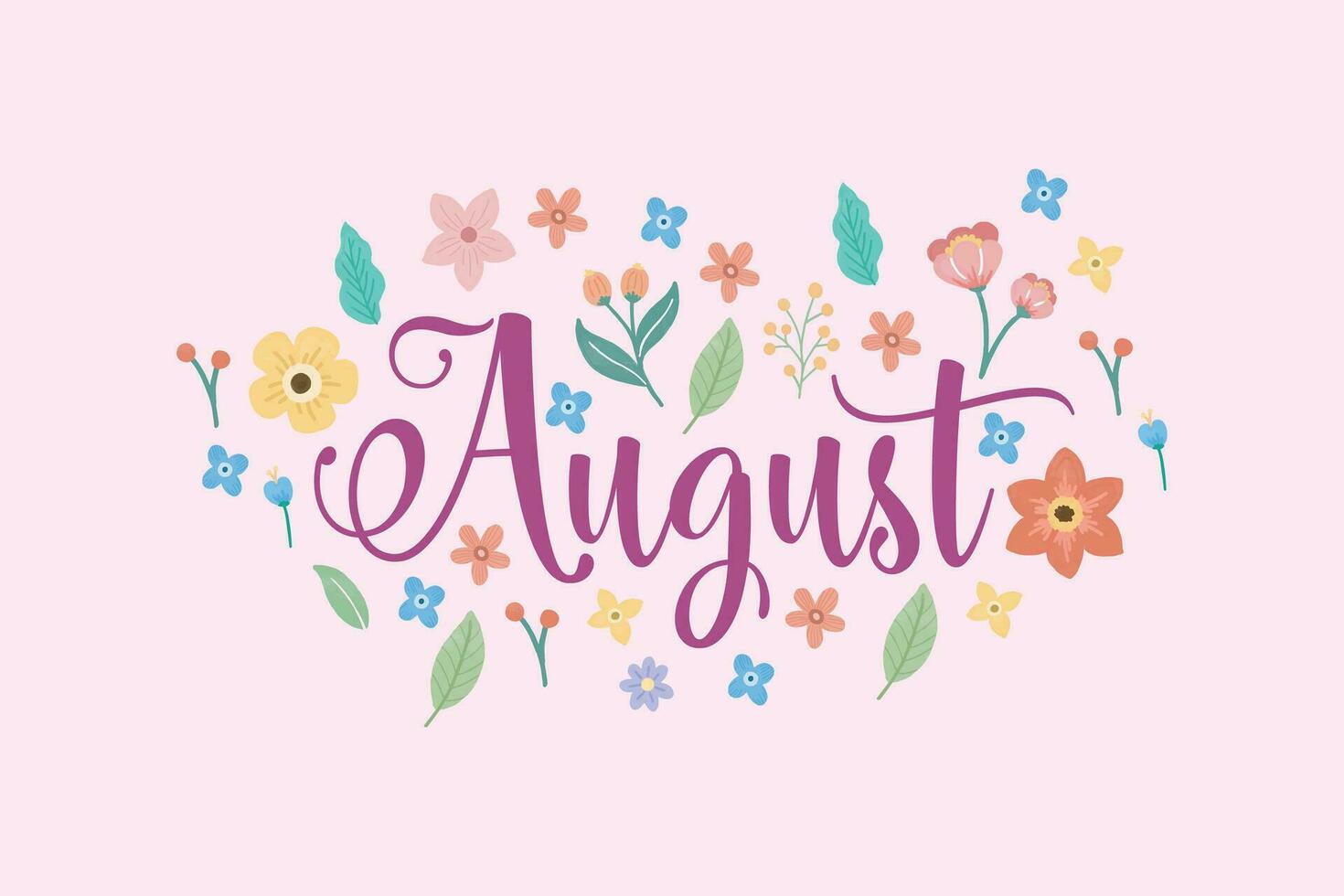 name of the month with flower ornaments vector