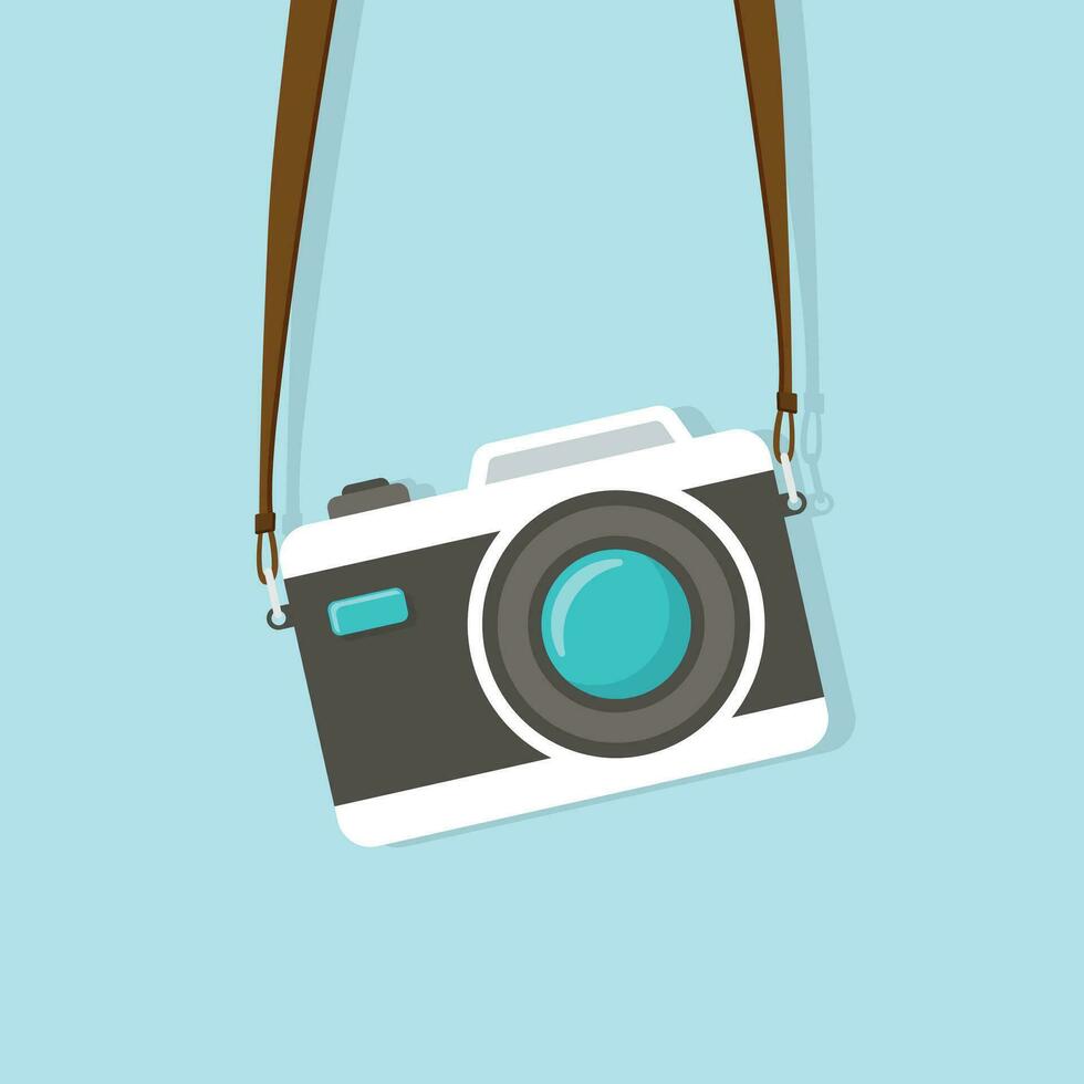 Camera icon in flat style. Photography vector illustration on isolated background. Photo sign business concept.