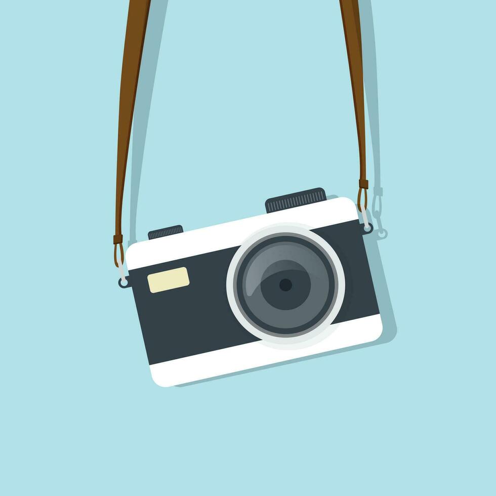 Camera icon in flat style. Photography vector illustration on isolated background. Photo sign business concept.