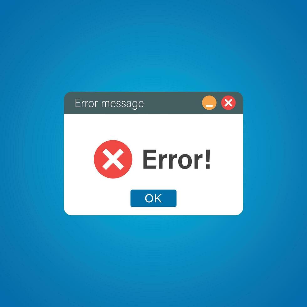 error mensaje icono en plano estilo. computadora ventana alerta vector ilustración en aislado antecedentes. alerta surgir firmar negocio concepto.