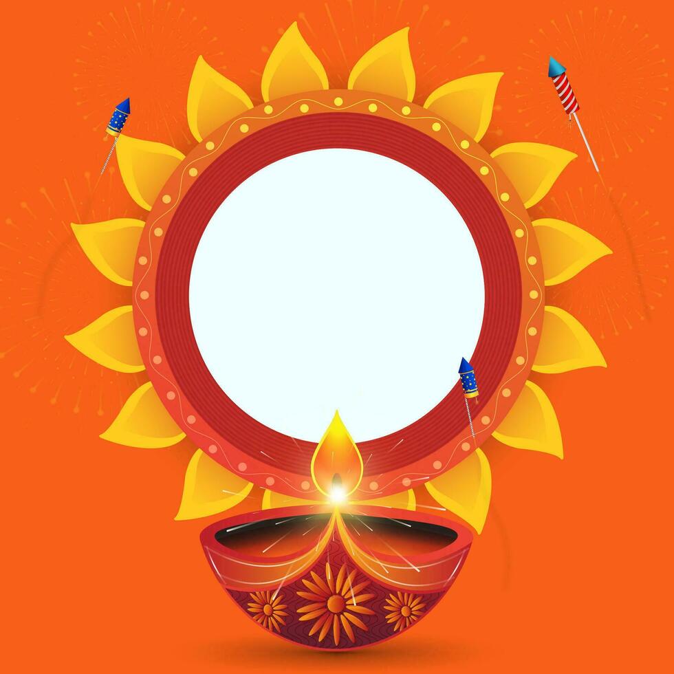 ilustración de contento diwali festival antecedentes con Diya. espacio para texto. vector