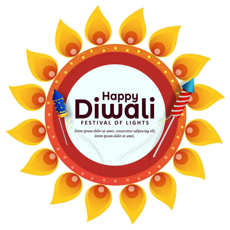 Vector illustration of Happy Diwali festival of India greeting card design.