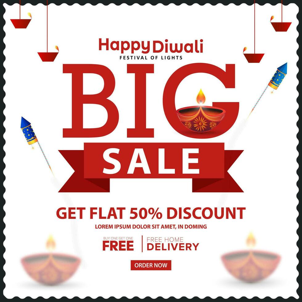 Happy Diwali festival celebration big sale banner design to attract people. vector