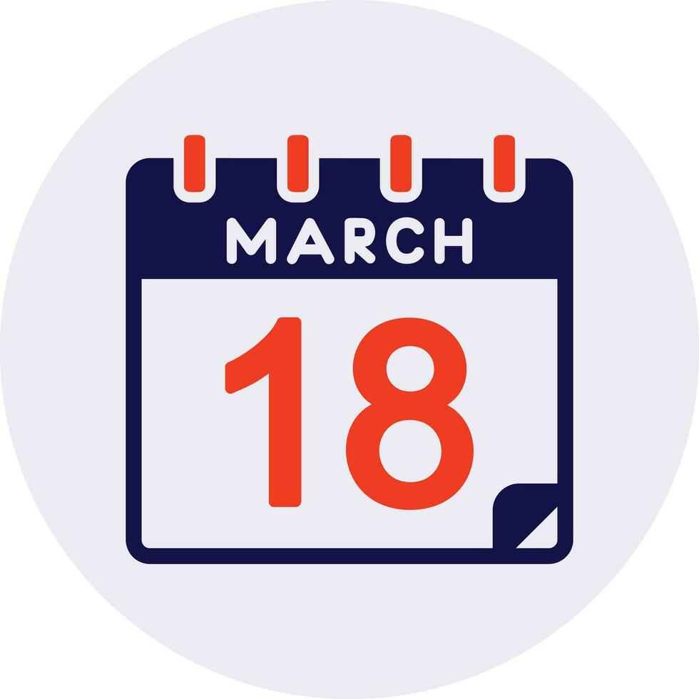 18 March Vector Icon