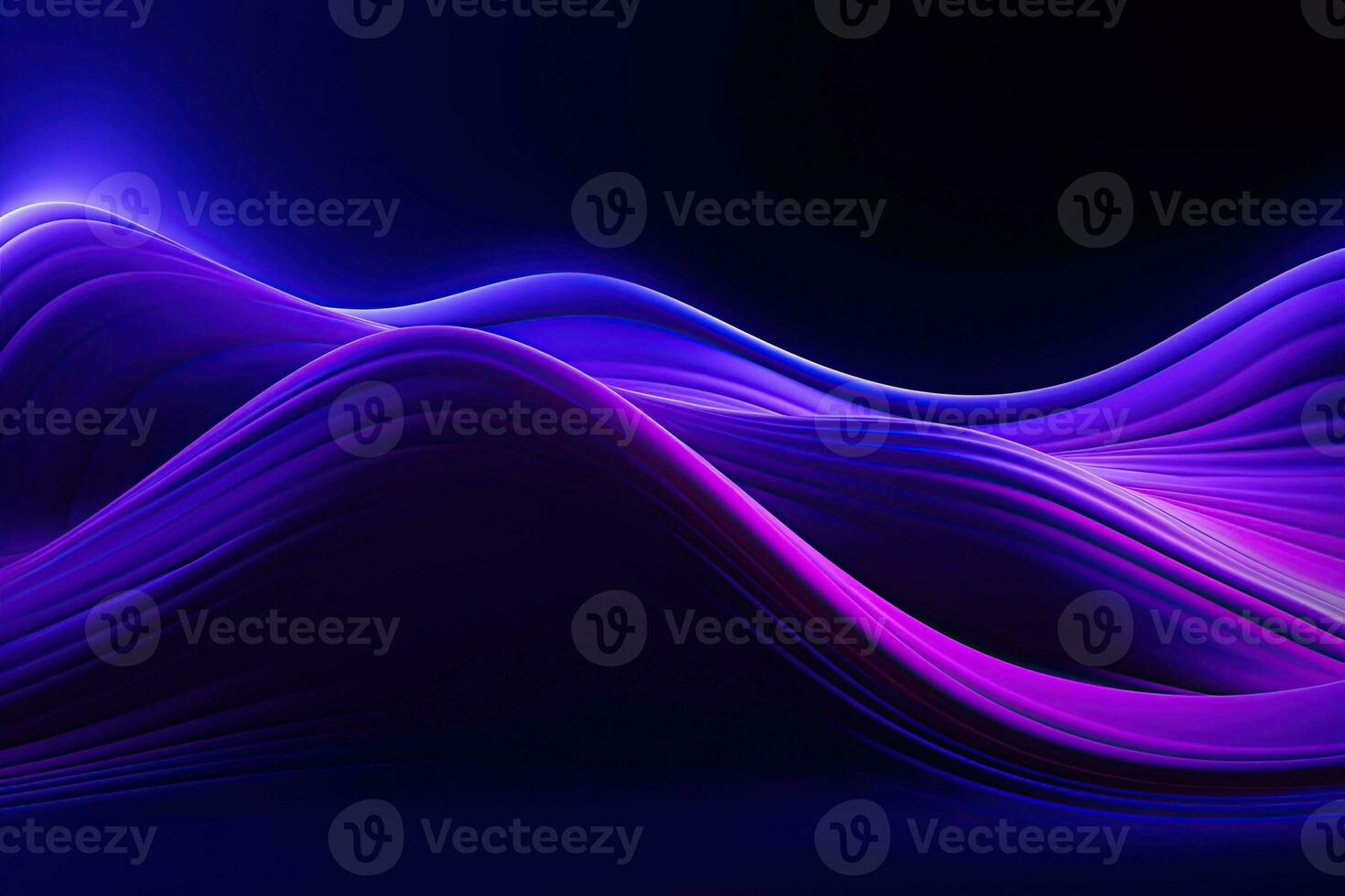 Dark abstract neon background, pink blue waves. Generative AI photo