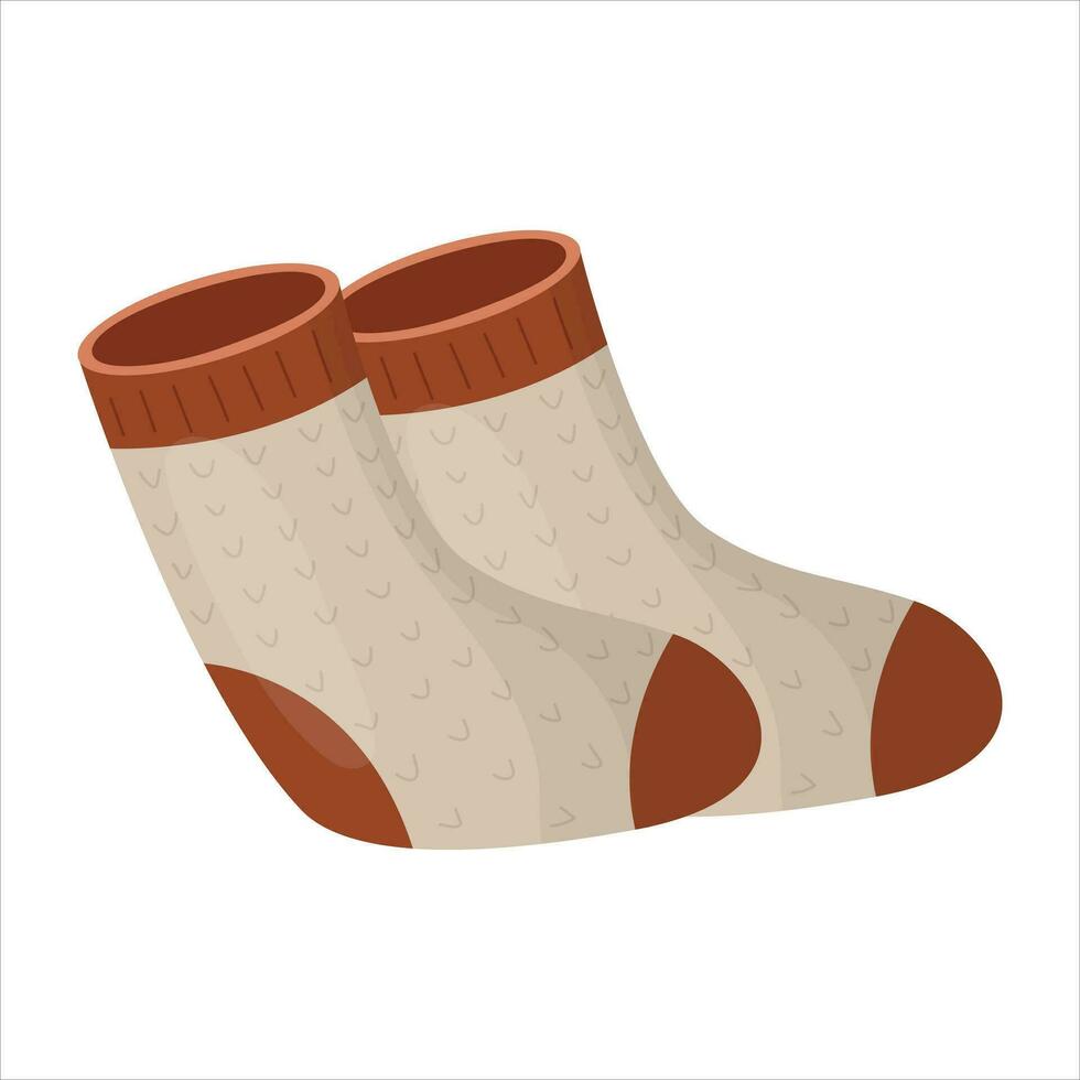 knitted socks vector illustration on a white background.