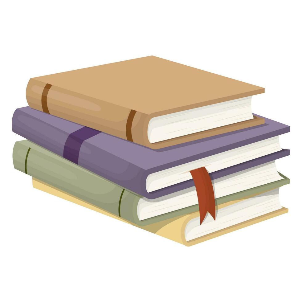 A stack of books. A stack of school textbooks. Vector illustration.