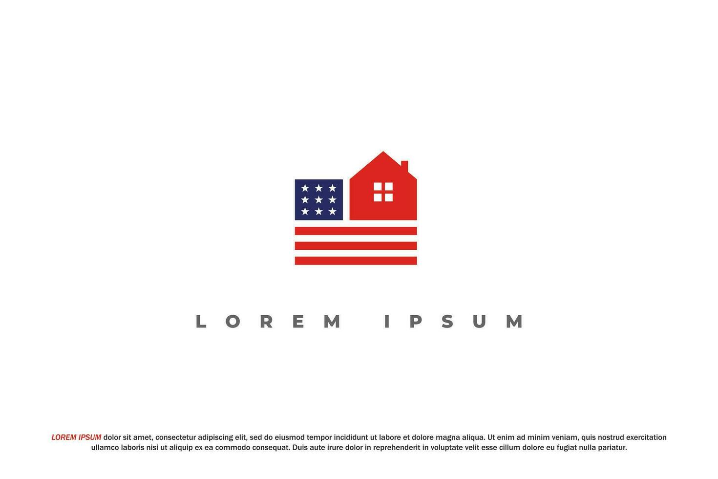 logo american flag and house estate vector