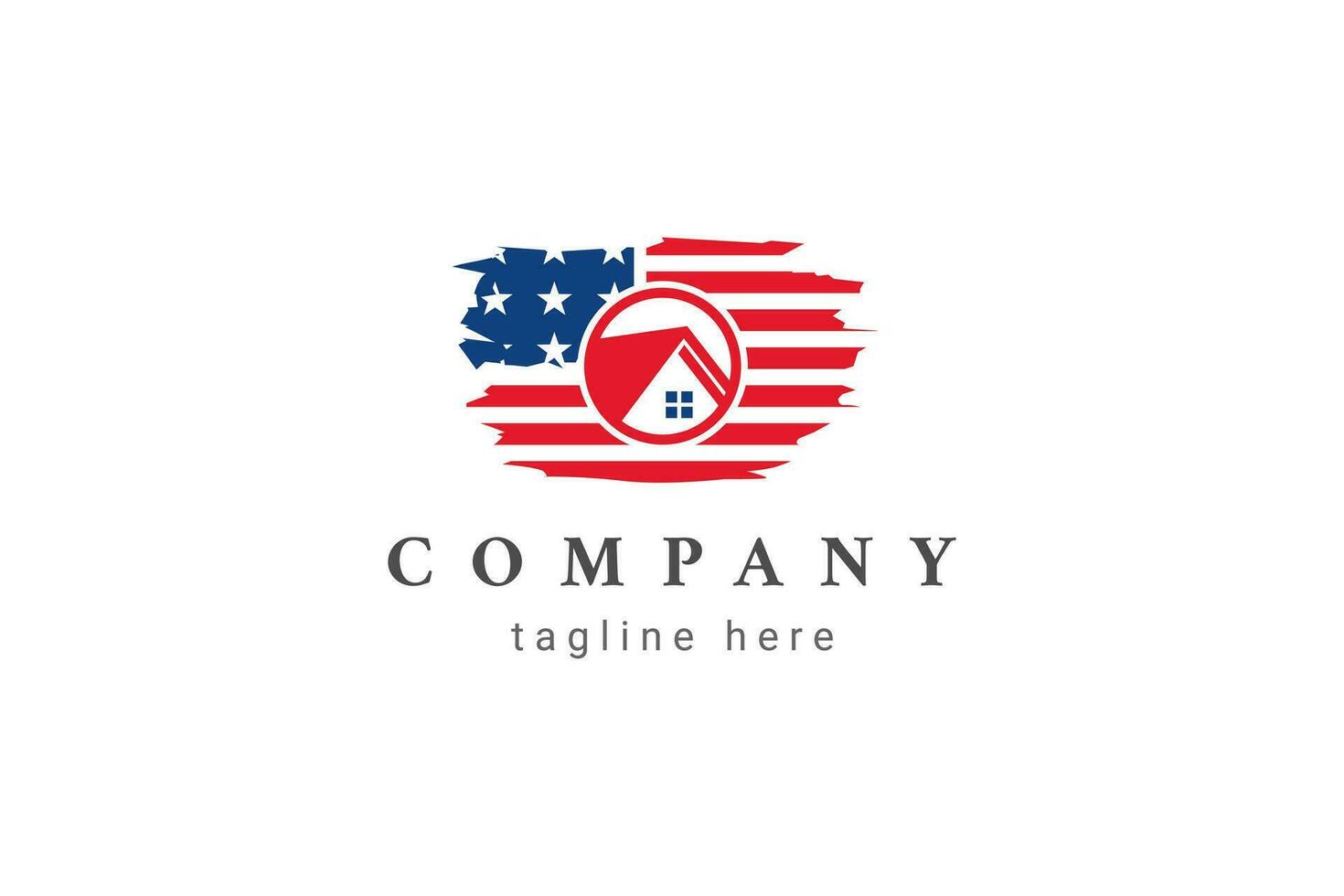 logo american flag and house estate vector