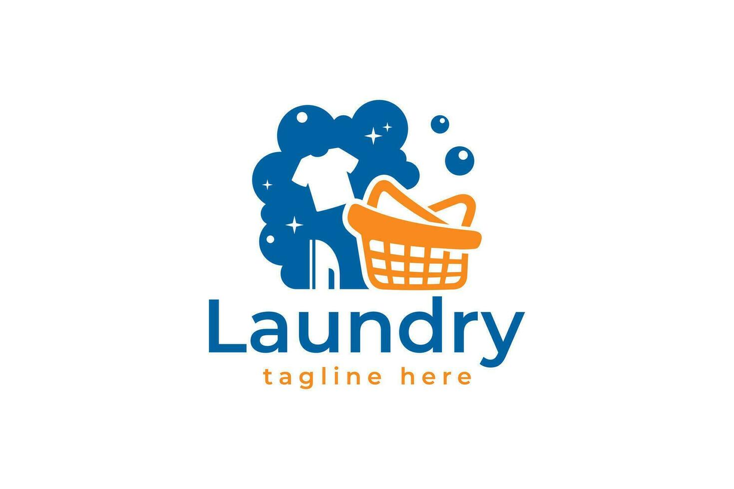 logo laundry bubble basket clothes iron vector