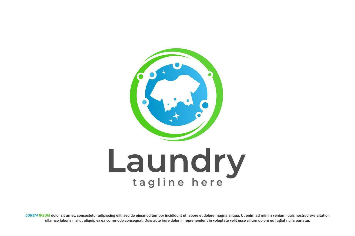 logo circle laundry clothes swoosh sparkle bubble vector