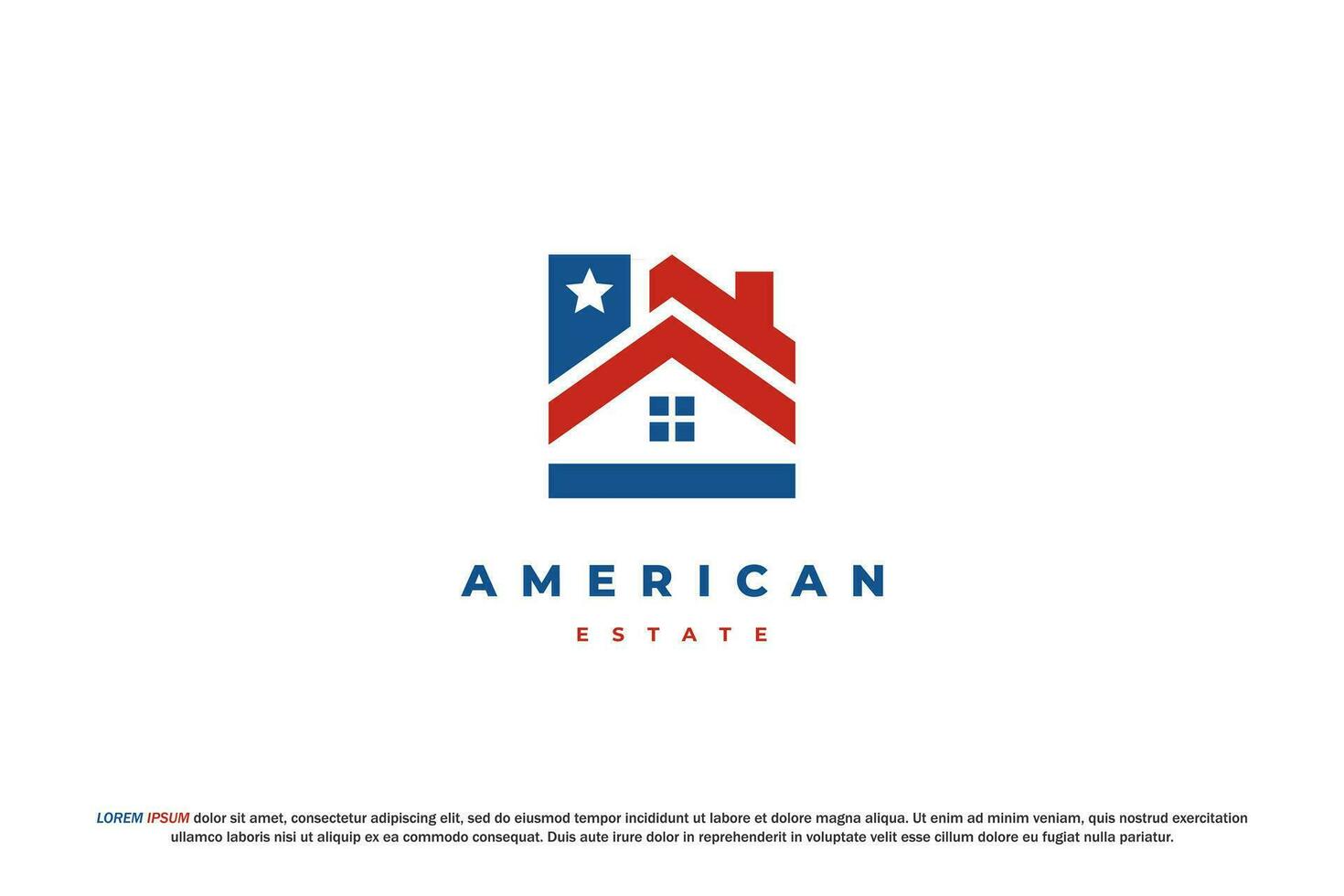 logo americano bandera y casa inmuebles vector