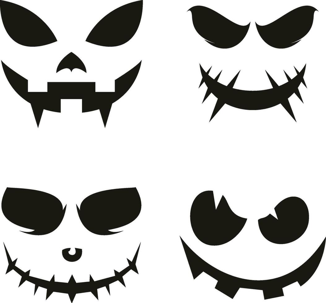 Cute Spooky Halloween Pumpkin Faces vector