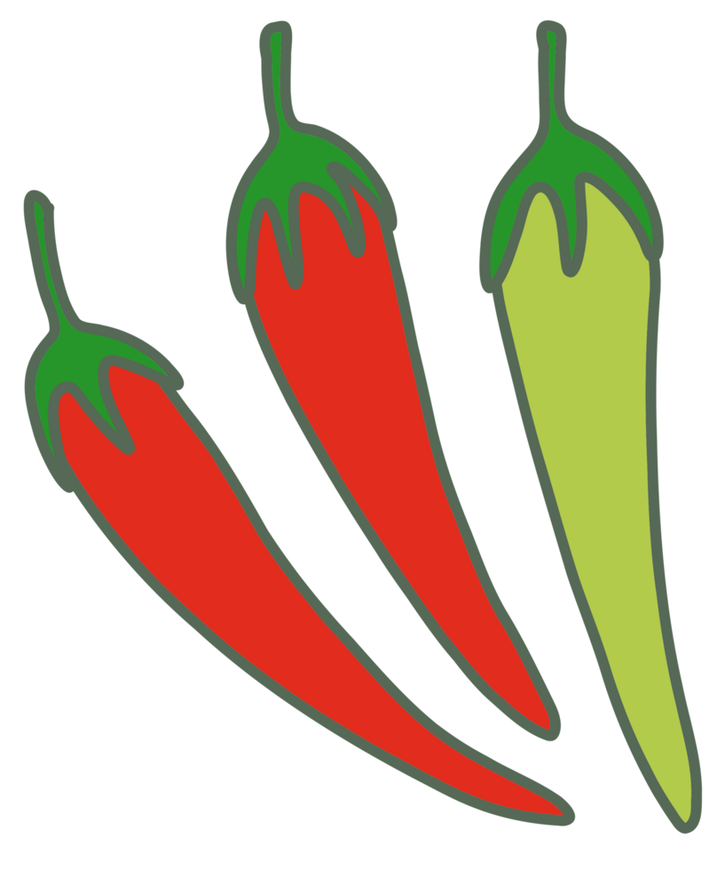 Red and green hot chillies png