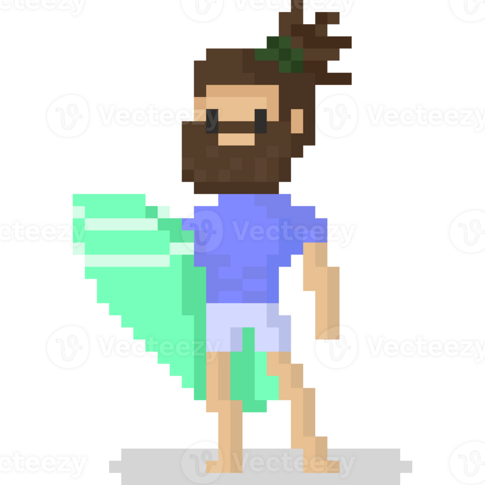 Pixel art surfer player character png