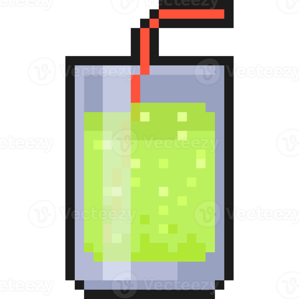 Pixel art lemon soda glass icon png