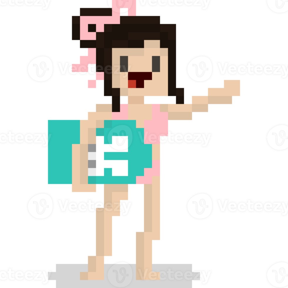 Pixel art beach girl character png