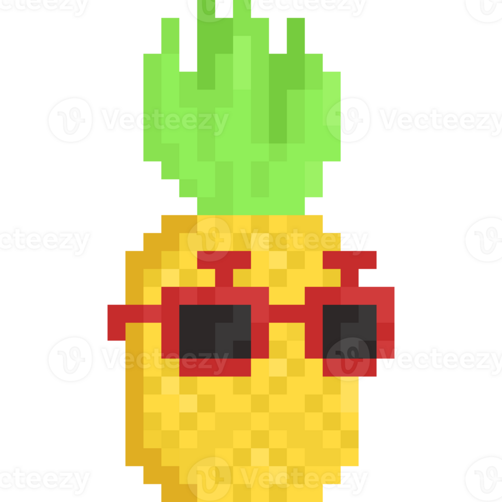 Pixel art pine apple with sunglasses png