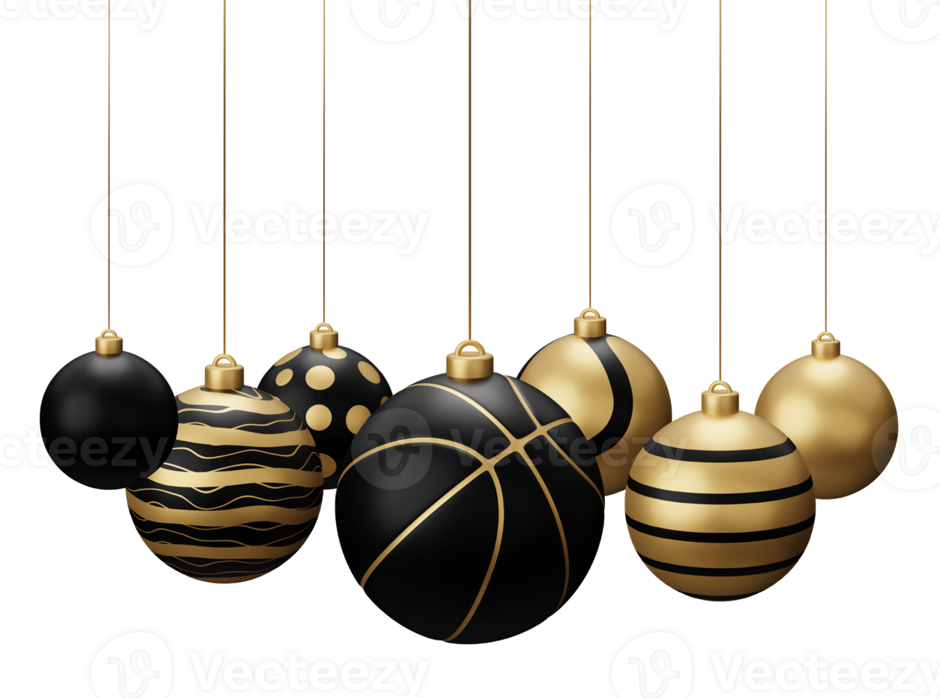 dorado negro baloncesto colgando Navidad pelotas png