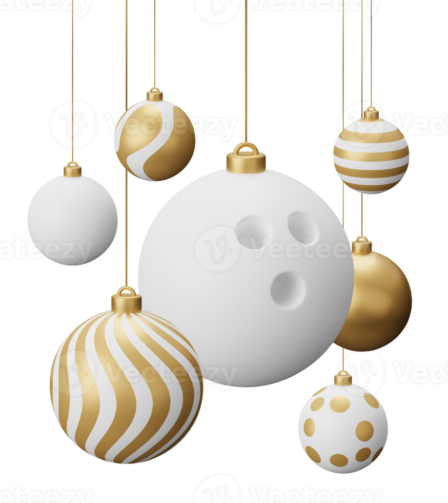 Golden Bowling Hanging Christmas Balls png