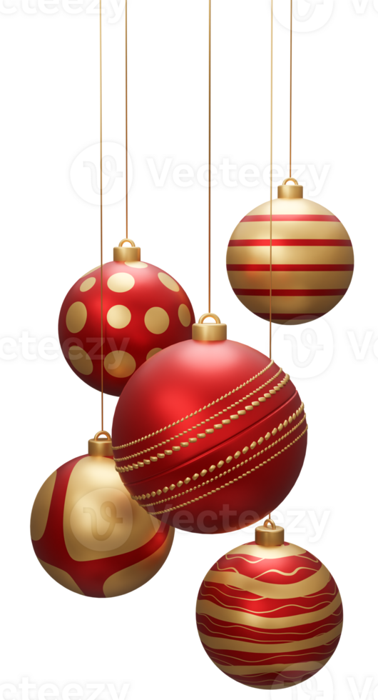 Red and Gold Cricket Hanging Christmas Balls png