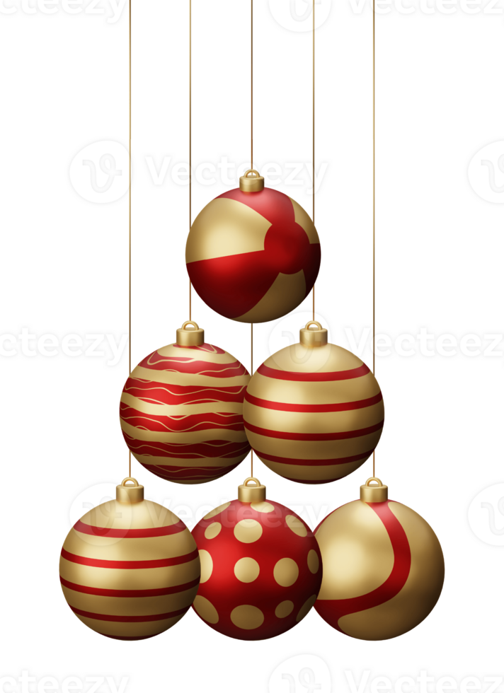 Red and Gold Beach Hanging Christmas Balls png