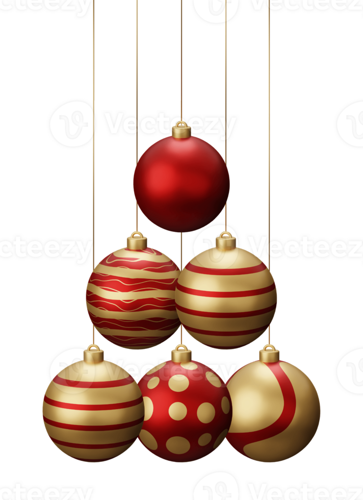Red and Gold Hanging Christmas Balls png