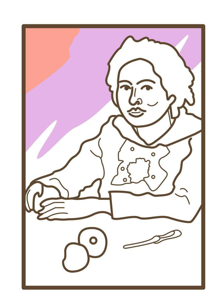 Line illustration of vintage painting vector