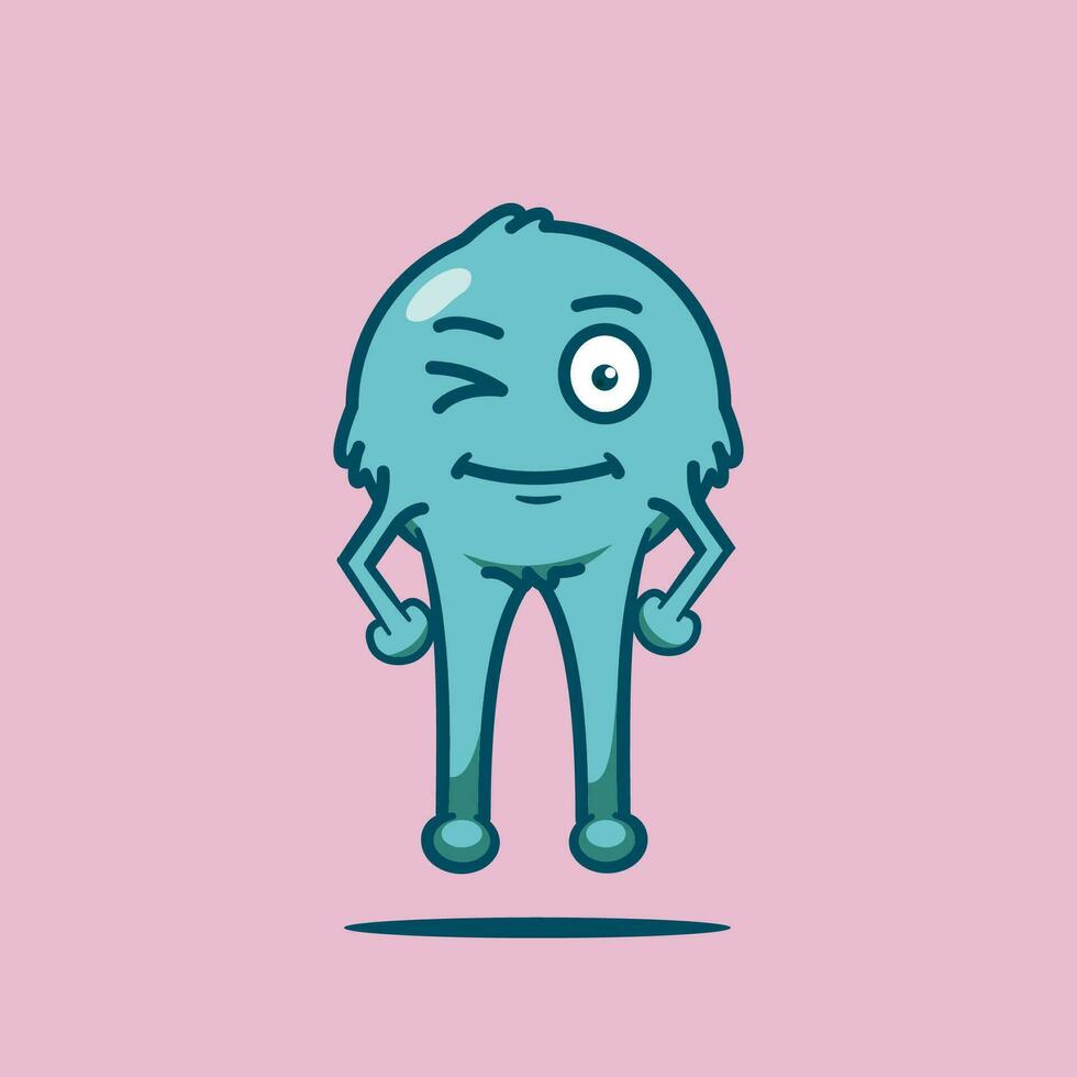 Cute Monster Alien with Expressions vector